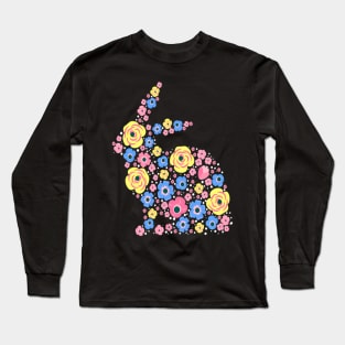 Floral Easter Bunny Spring Flowers Rabbit Long Sleeve T-Shirt